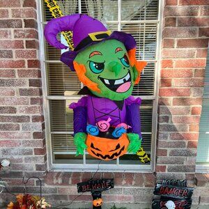 3.5FT Scary Witch Broke Out Halloween Inflatable Decoration with LED Light